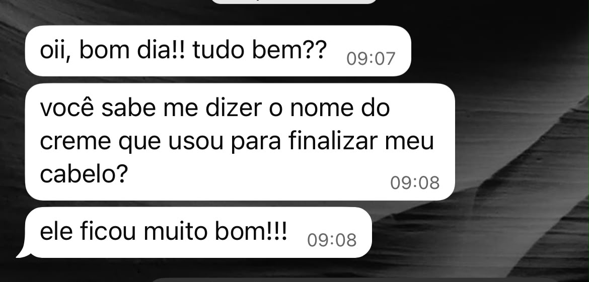 Print de conversa: cliente perguntando o creme de finalização